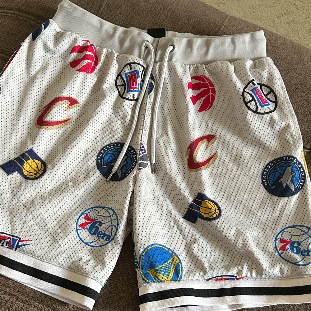 Aeropostale White Multi-Logo Athletic Shorts